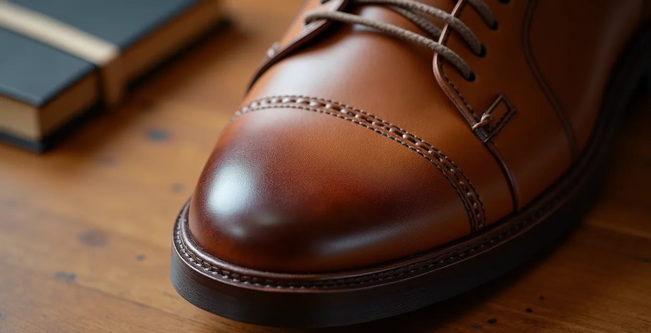 Minimalistische Ledersneaker verschiedener deutscher Marken arrangiert auf Büroschreibtisch