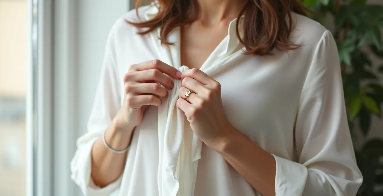 Professionelle Knotentechnik verwandelt Hemd in Designerbluse