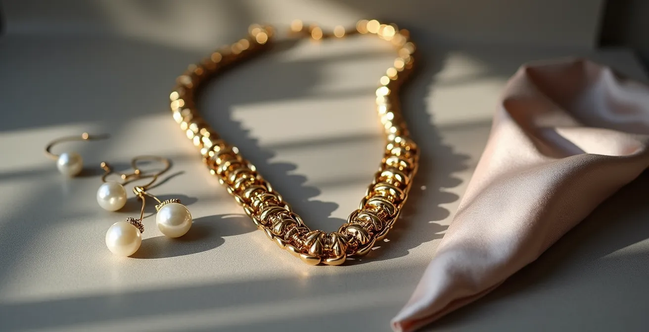 Elegante Darstellung der visuellen Hierarchie von Accessoires nach der Coco Chanel Regel