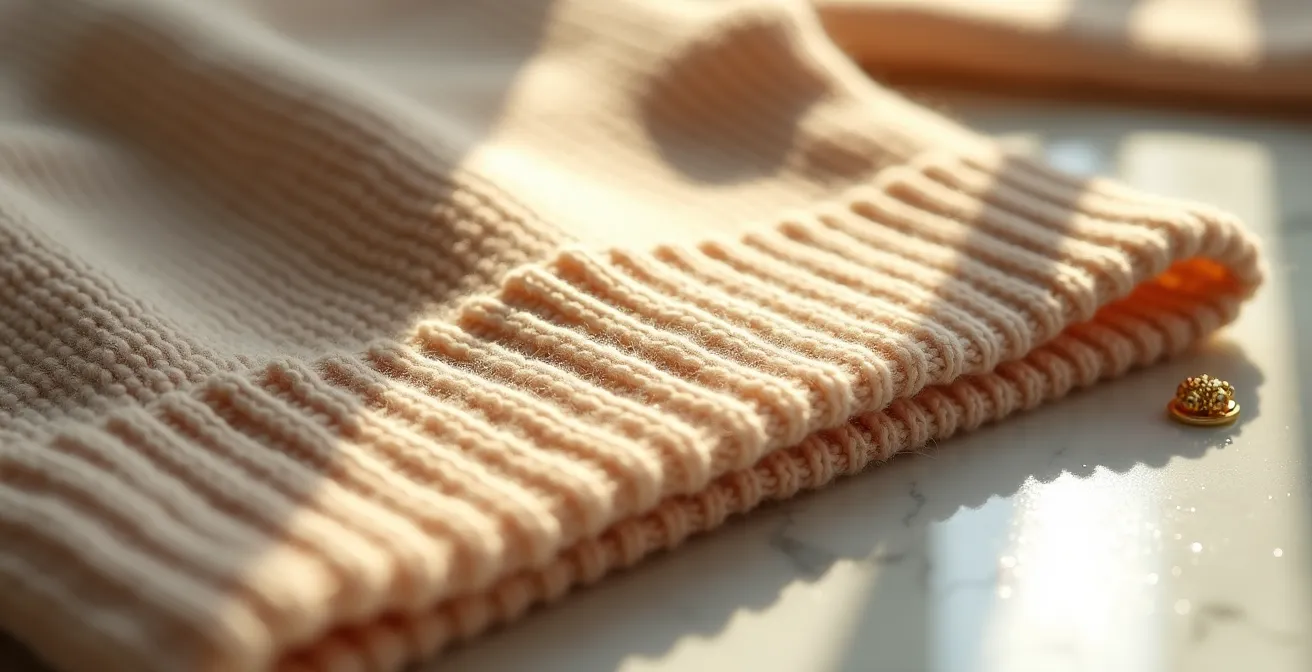 Nahaufnahme von hochwertigem Strick-Crop-Top mit edler Textur